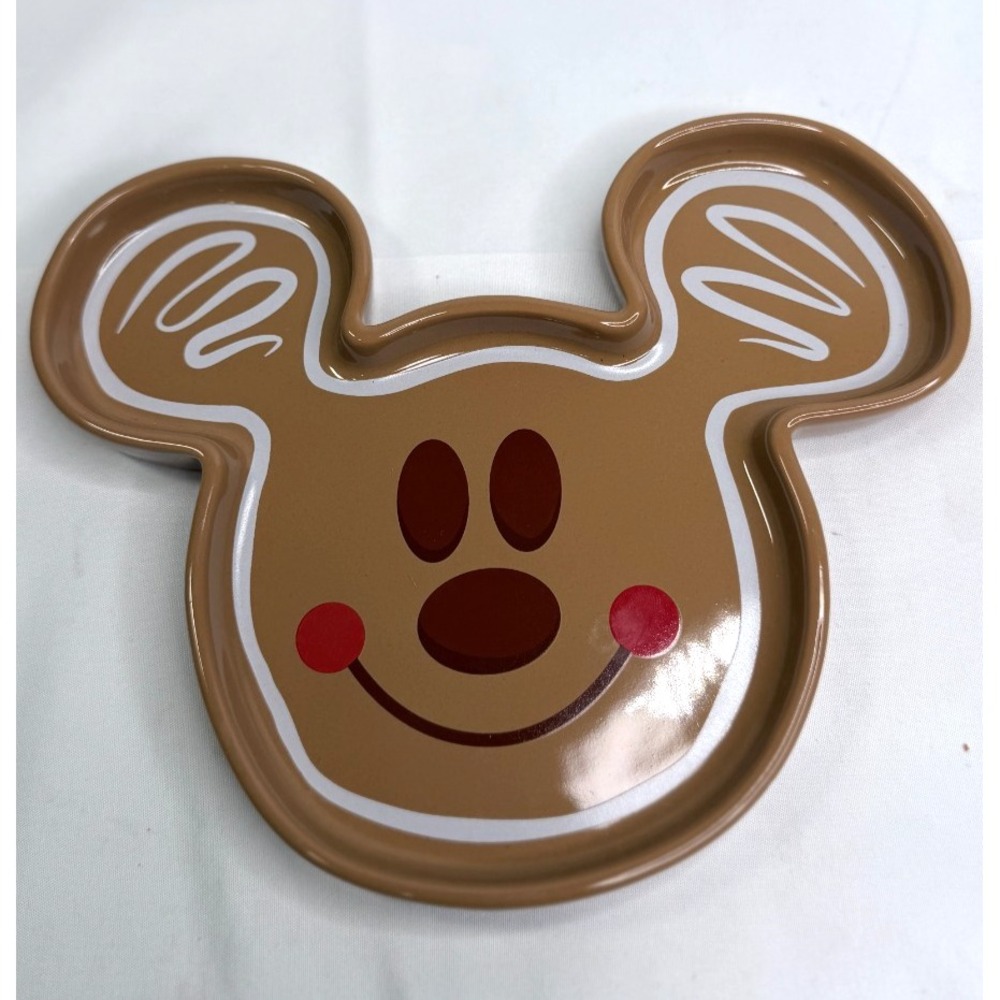 Disney Parks Gingerbread Mickey Mouse Ceramic Snack Plate Christmas Holiday
